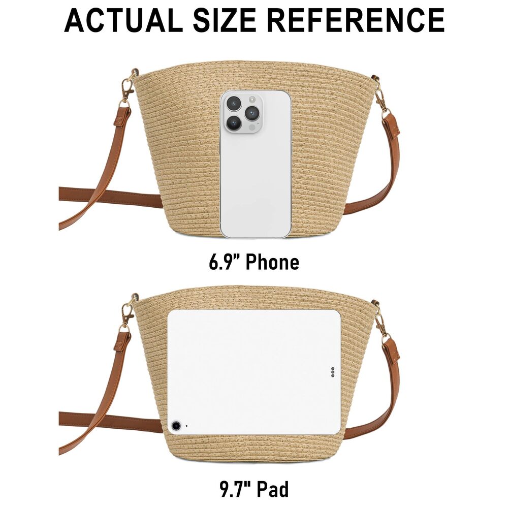 8897 Straw Crossbody Purse , Hand Woven Straw Shoulder Bag with Adjustable - Picture 6 of 6